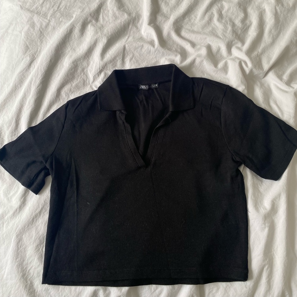 Zara black crop top, thick cotton